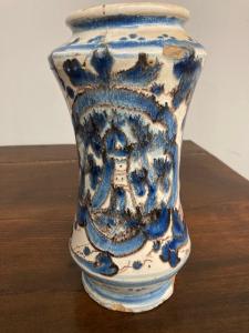 Antico Albarello vaso da farmacia XVII sec  in maiolica – Laterza .  cm 26 